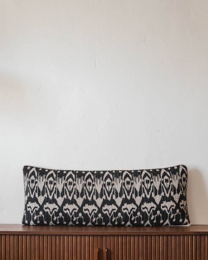 Dillon Quilted Linen Ikat Pillow - Lone Fox