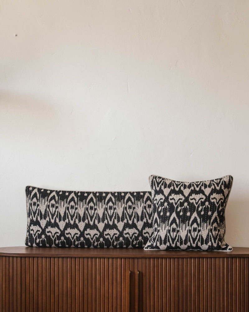 Dillon Quilted Linen Ikat Pillow - Lone Fox