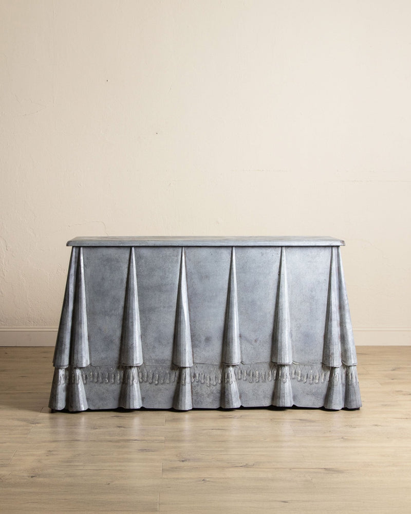 Draped Metal Console Table w/ Hand Painted Tassels, 1950's - Lone Fox