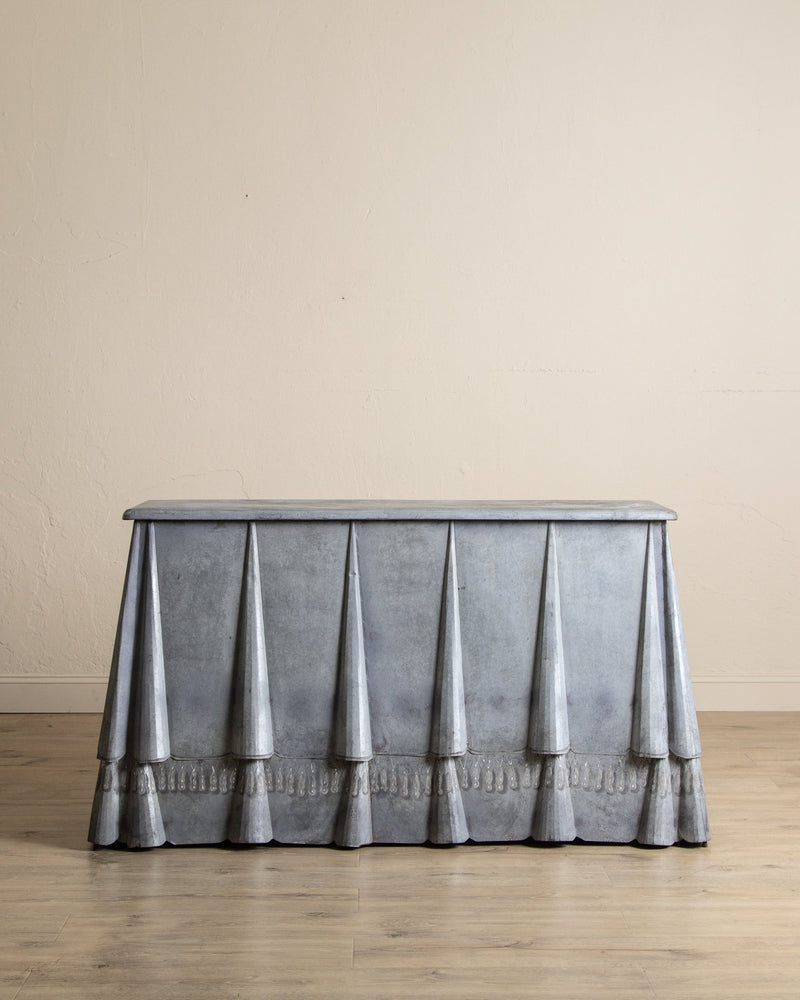 Draped Metal Console Table w/ Hand Painted Tassels, 1950's - Lone Fox