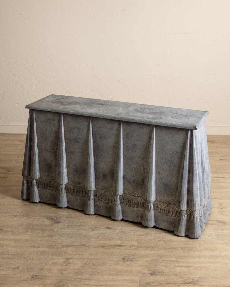 Draped Metal Console Table w/ Hand Painted Tassels, 1950's - Lone Fox