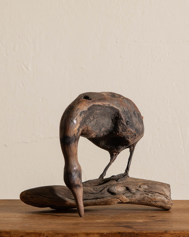 Driftwood Carved Duck Sculpture w/ Forged Feet - Lone Fox