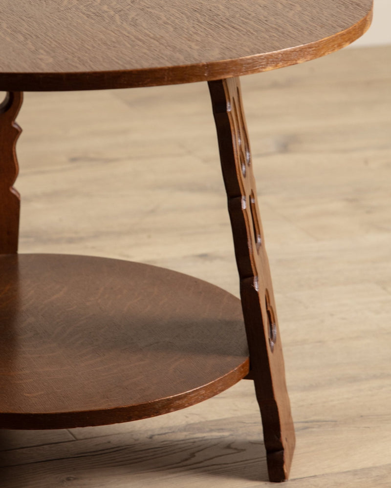 Dutch Art Deco Oak Side Table, 1940's - Lone Fox