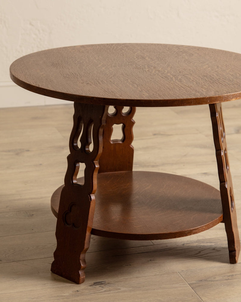 Dutch Art Deco Oak Side Table, 1940's - Lone Fox