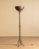 Dutch Art Deco Wrought Iron Torchiere Floor Lamp, Netherlands, 1920s - Lone Fox