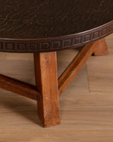 Dutch Brutalist Copper & Oak Coffee Table, Netherlands, 1970s - Lone Fox