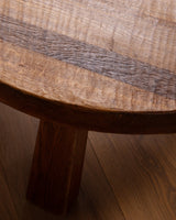 Dutch Brutalist Oak 42" Round Coffee Table, Netherlands, 1970s - Lone Fox