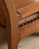 Dutch Brutalist Oak & Leather Lounge Chair, 1970's - Lone Fox