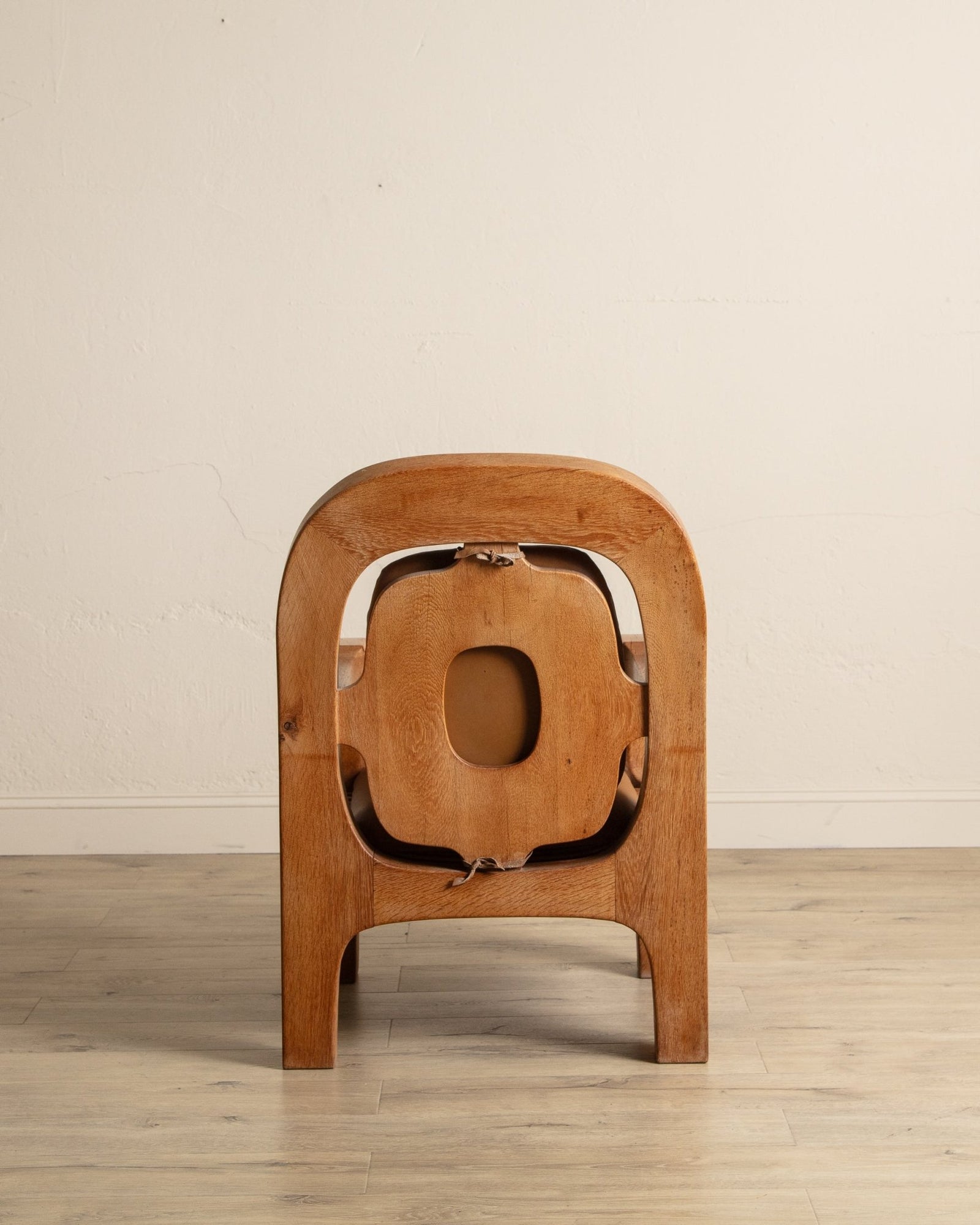 Dutch Brutalist Oak & Leather Lounge Chair, 1970's – Lone Fox