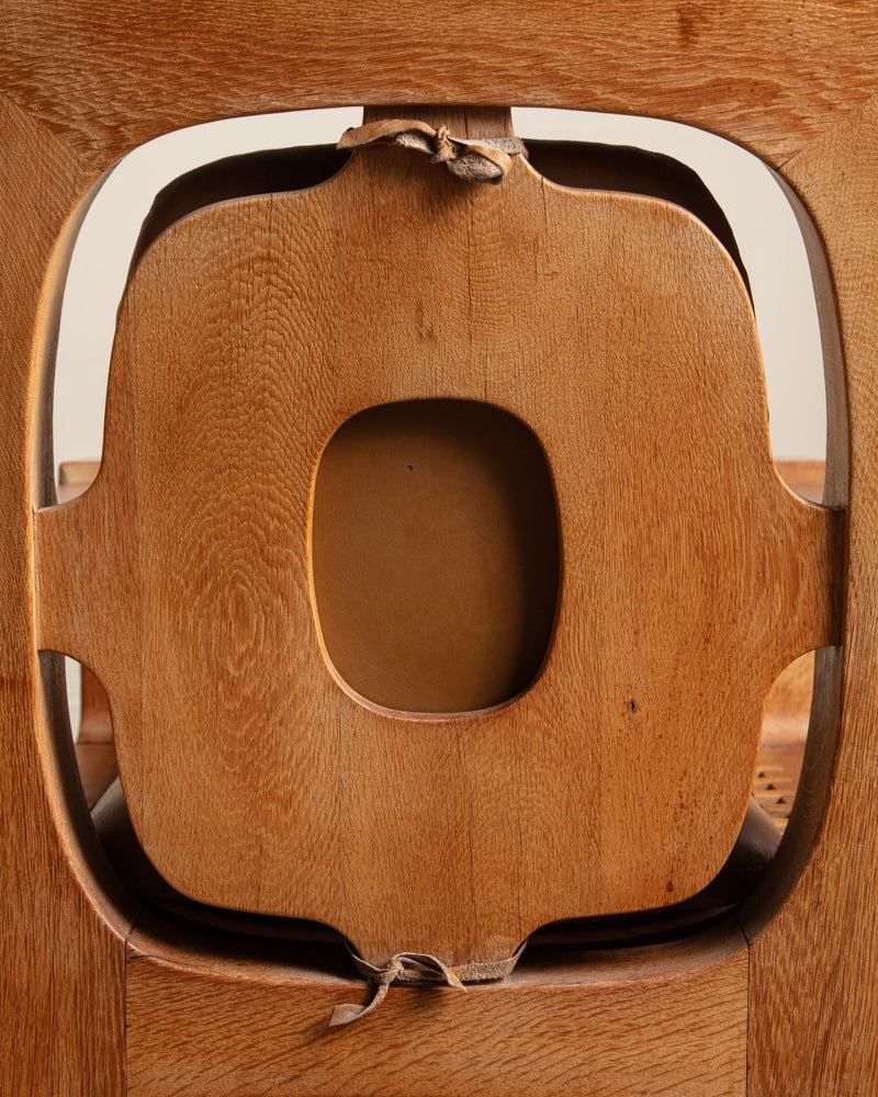 Dutch Brutalist Oak & Leather Lounge Chair, 1970's - Lone Fox