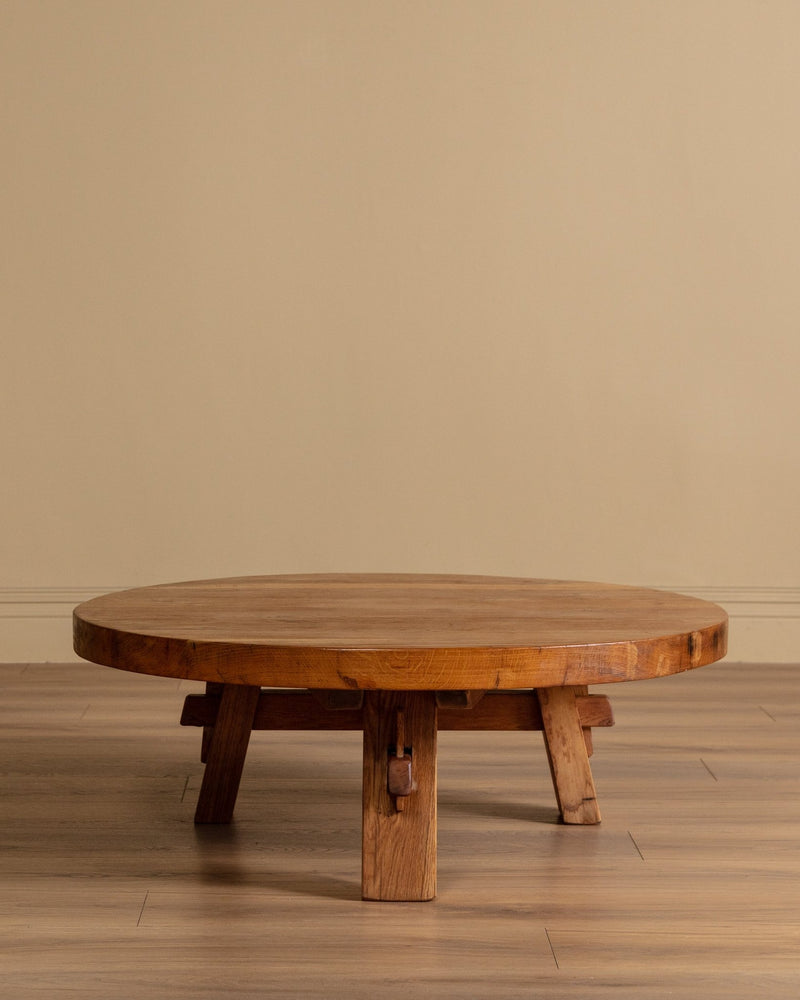 Dutch Brutalist Oak Mortise & Tenon Coffee Table, Netherlands