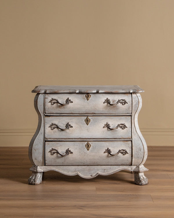 Dutch Kettle Base Painted Commode w/ Brass Fittings, Early 19th Century - Lone Fox