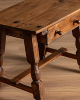 Dutch Oak Side Table w/ Iron Nailheads, 1930's - Lone Fox