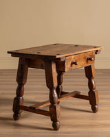 Dutch Oak Side Table w/ Iron Nailheads, 1930's - Lone Fox