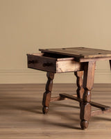 Dutch Oak Side Table w/ Iron Nailheads, 1930's - Lone Fox