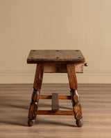 Dutch Oak Side Table w/ Iron Nailheads, 1930's - Lone Fox