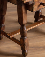 Dutch Oak Side Table w/ Iron Nailheads, 1930's - Lone Fox