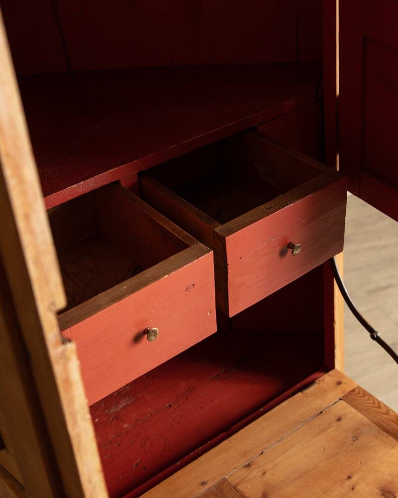Early 19th Century Pine Corner Cabinet w/ Drop Down Desk, Sweden - Lone Fox