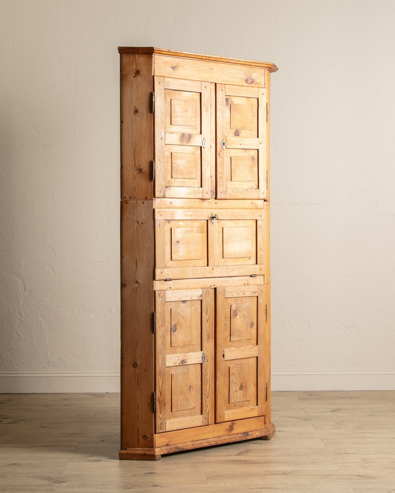 Early 19th Century Pine Corner Cabinet w/ Drop Down Desk, Sweden - Lone Fox