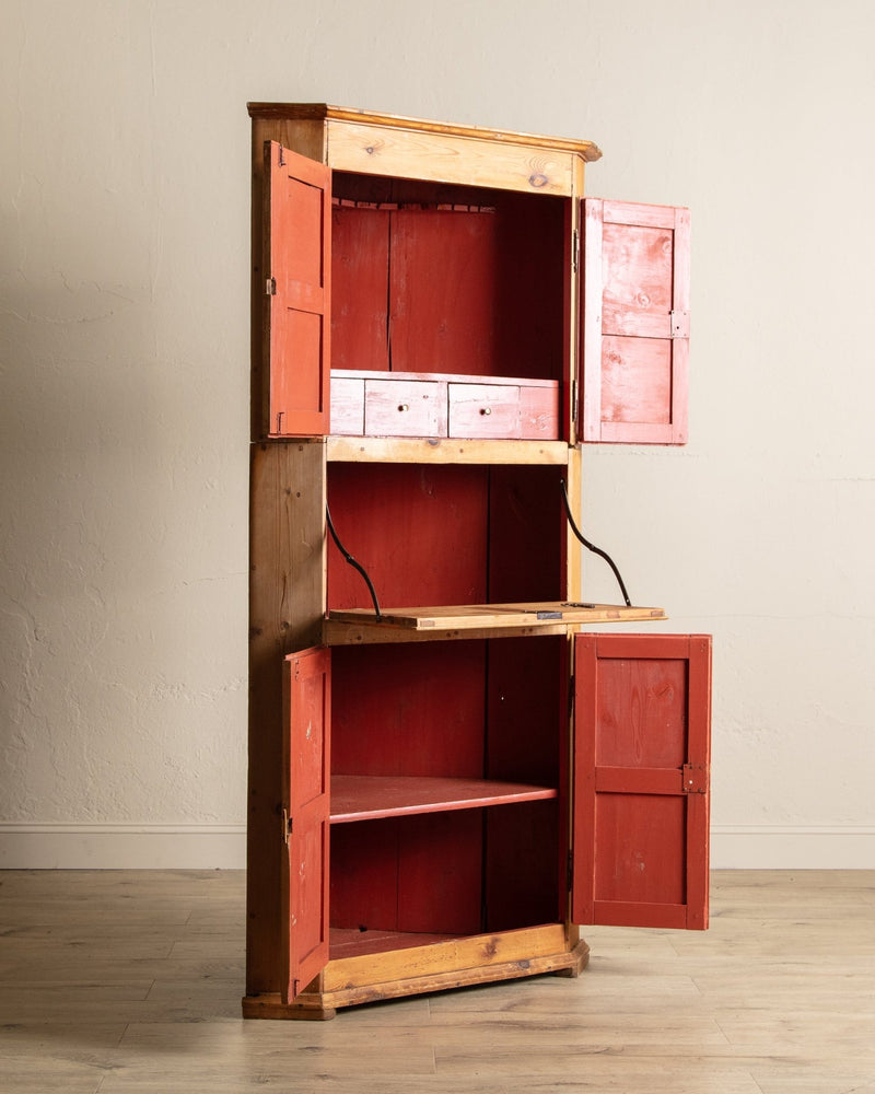 Early 19th Century Pine Corner Cabinet w/ Drop Down Desk, Sweden - Lone Fox