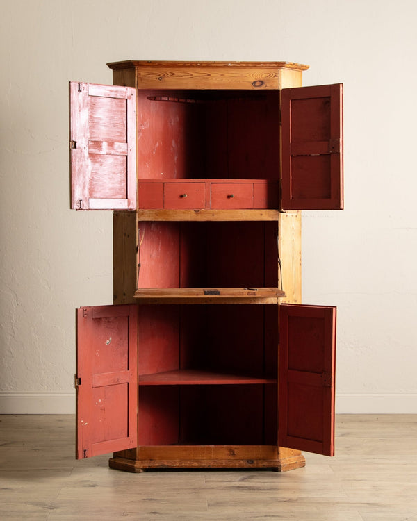 Early 19th Century Pine Corner Cabinet w/ Drop Down Desk, Sweden - Lone Fox