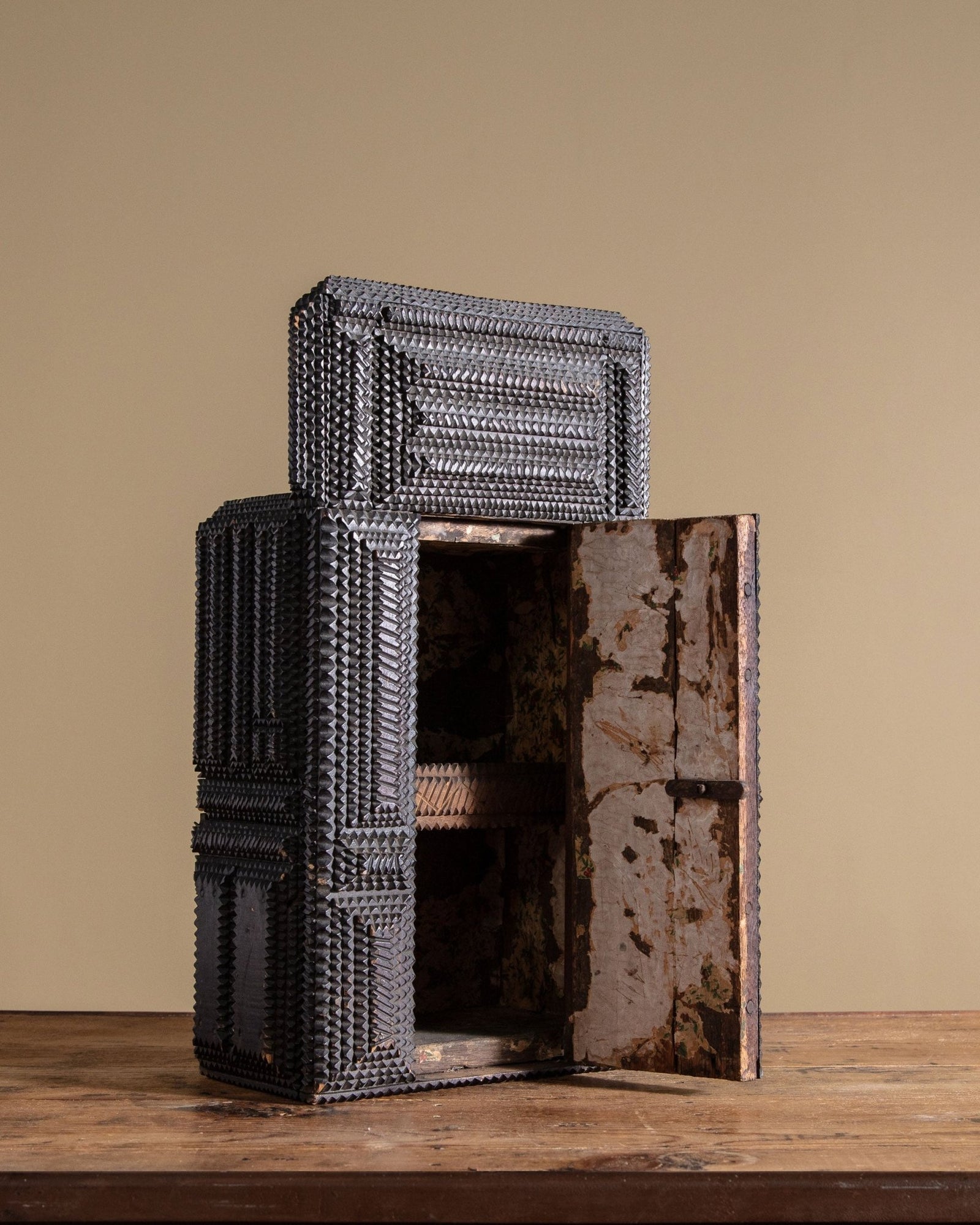Early 19th Century Tramp Art Wall / Tabletop Cabinet – Lone Fox