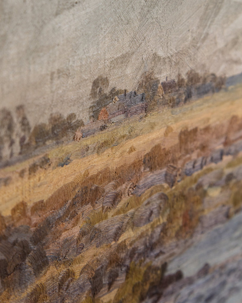 Early 20th Century American Impressionist Landscape Oil Painting - Lone Fox