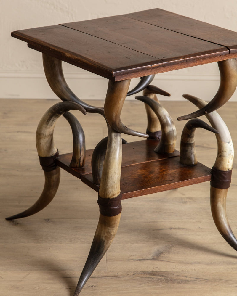 Early 20th Century Horn & Oak Accent Table - Lone Fox
