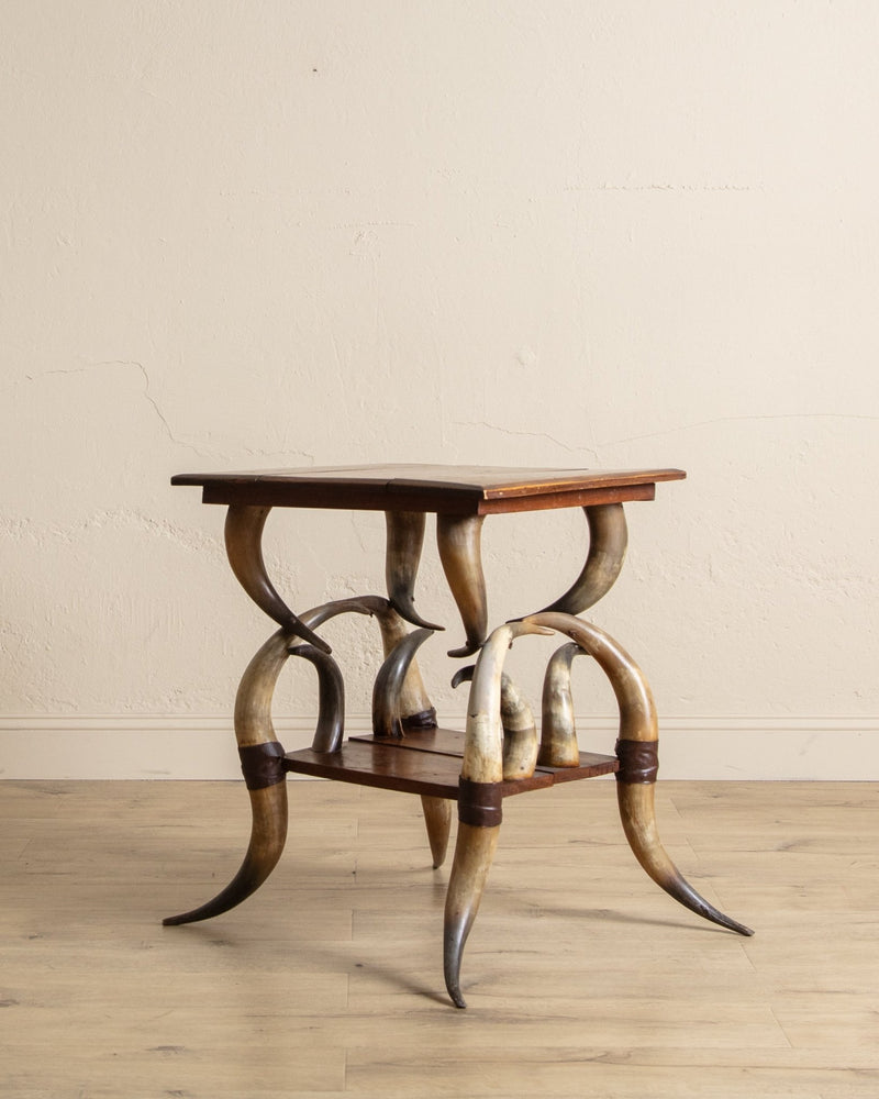 Early 20th Century Horn & Oak Accent Table - Lone Fox