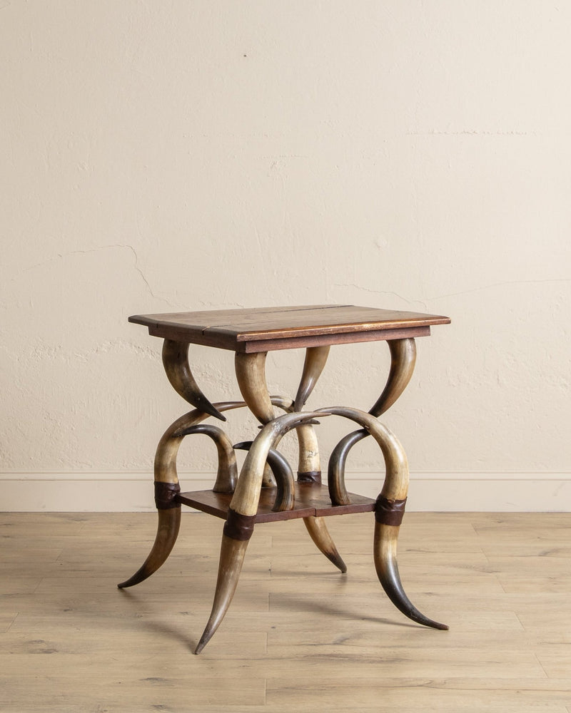 Early 20th Century Horn & Oak Accent Table - Lone Fox