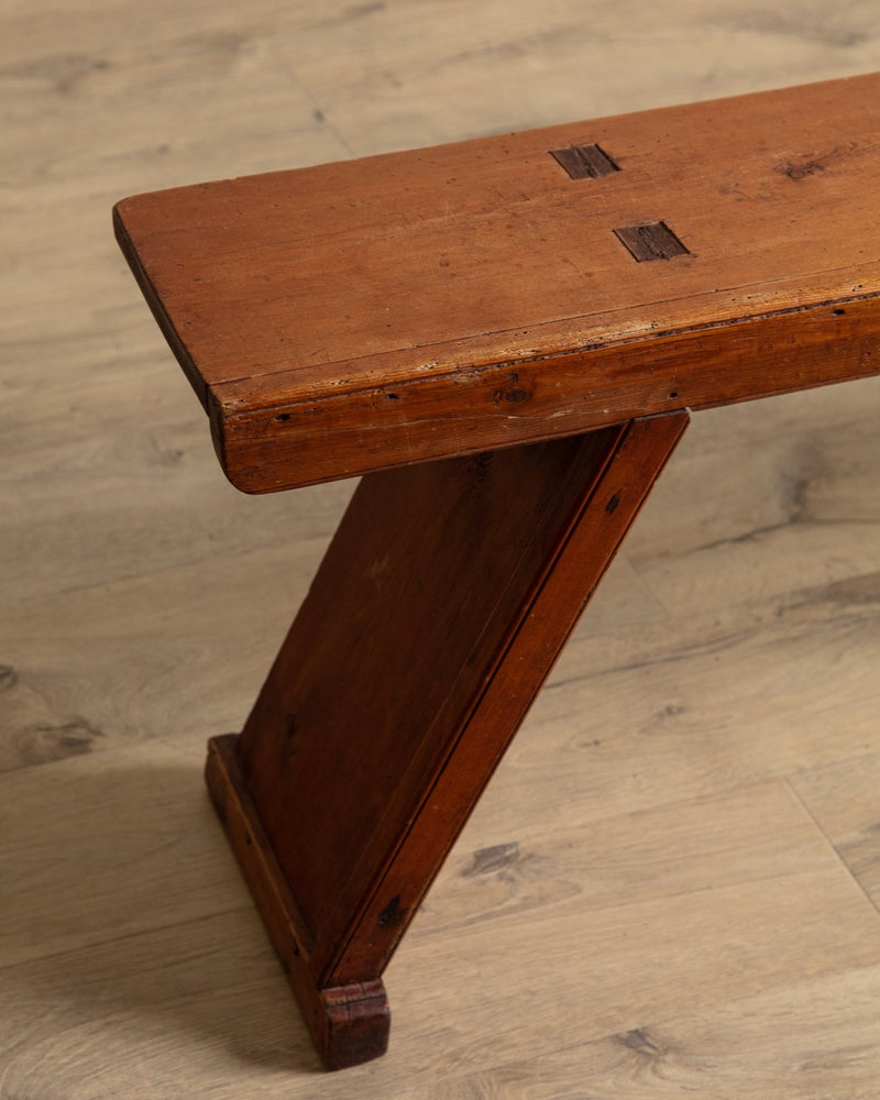 Early 20th Century Rustic Pine 87" Tennoned Bench, Sweden - Lone Fox