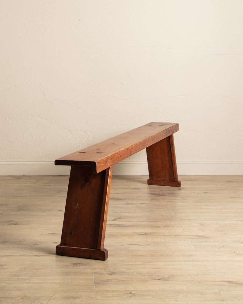 Early 20th Century Rustic Pine 87" Tennoned Bench, Sweden - Lone Fox