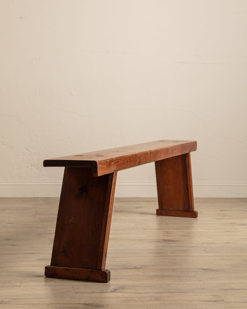 Early 20th Century Rustic Pine 87" Tennoned Bench, Sweden - Lone Fox