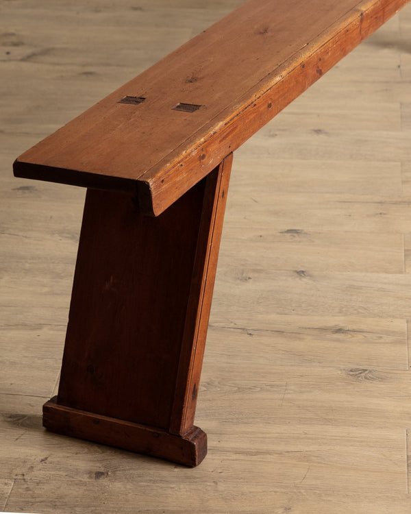 Early 20th Century Rustic Pine 87" Tennoned Bench, Sweden - Lone Fox