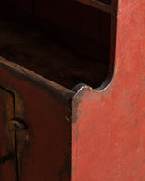Early American Red Painted Stepback Cupboard, 19th Century - Lone Fox