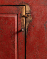 Early American Red Painted Stepback Cupboard, 19th Century - Lone Fox