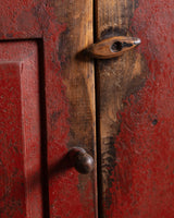 Early American Red Painted Stepback Cupboard, 19th Century - Lone Fox