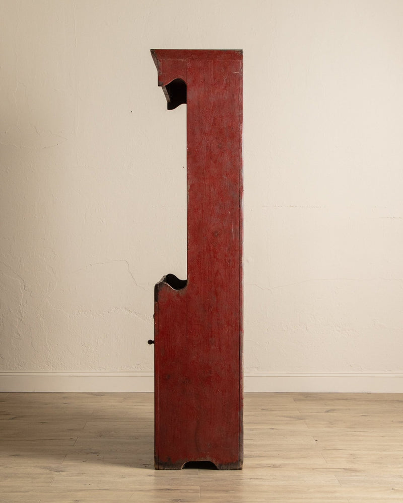 Early American Red Painted Stepback Cupboard, 19th Century - Lone Fox