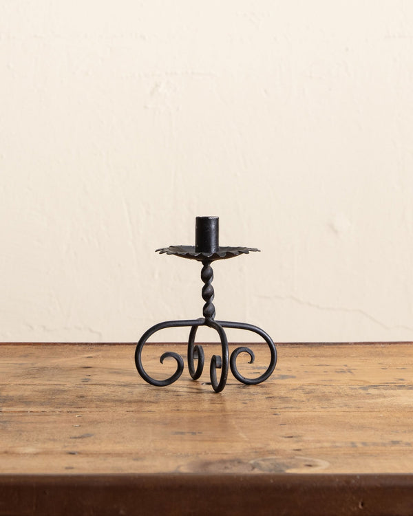 Early Wrought Iron Tripod Candle Holder - Lone Fox