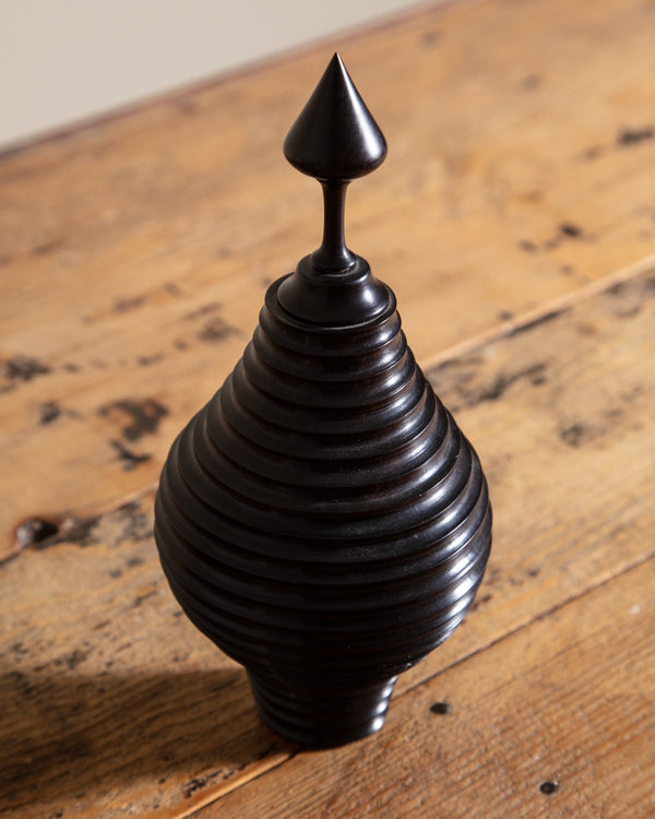 Ebony Wood Turned Pot w/ Lid, Africa - Lone Fox