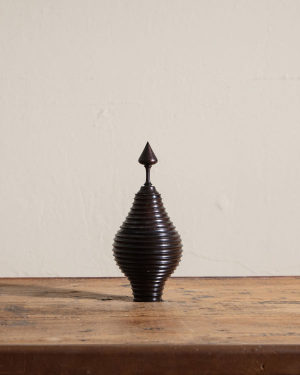 Ebony Wood Turned Pot w/ Lid, Africa - Lone Fox