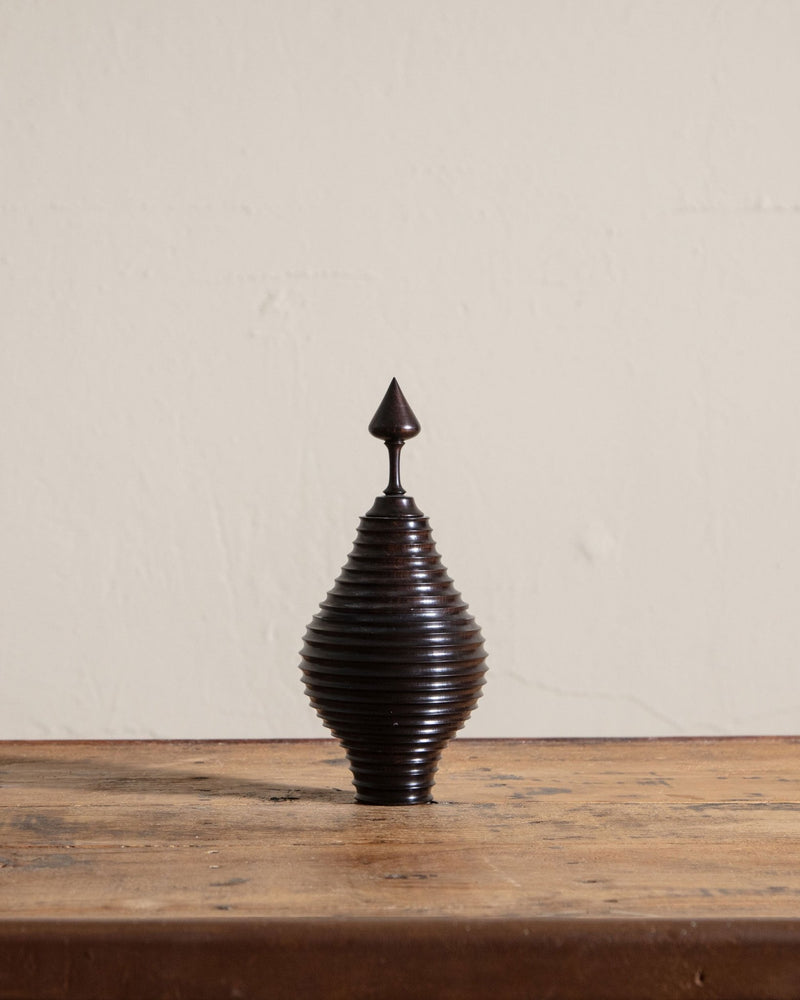 Ebony Wood Turned Pot w/ Lid, Africa - Lone Fox