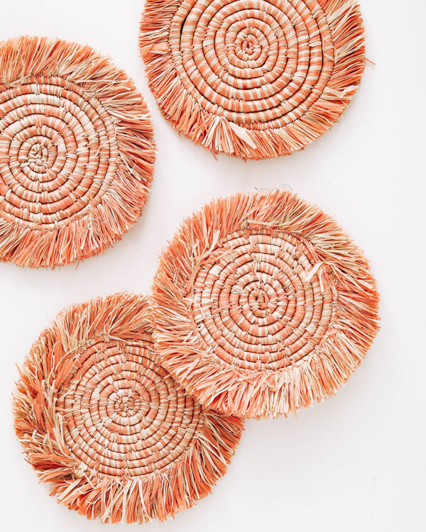 Edlyn Fringed Raffia Coasters - Lone Fox