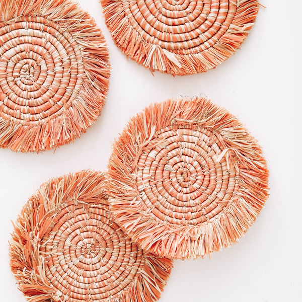 Edlyn Fringed Raffia Coasters – Lone Fox