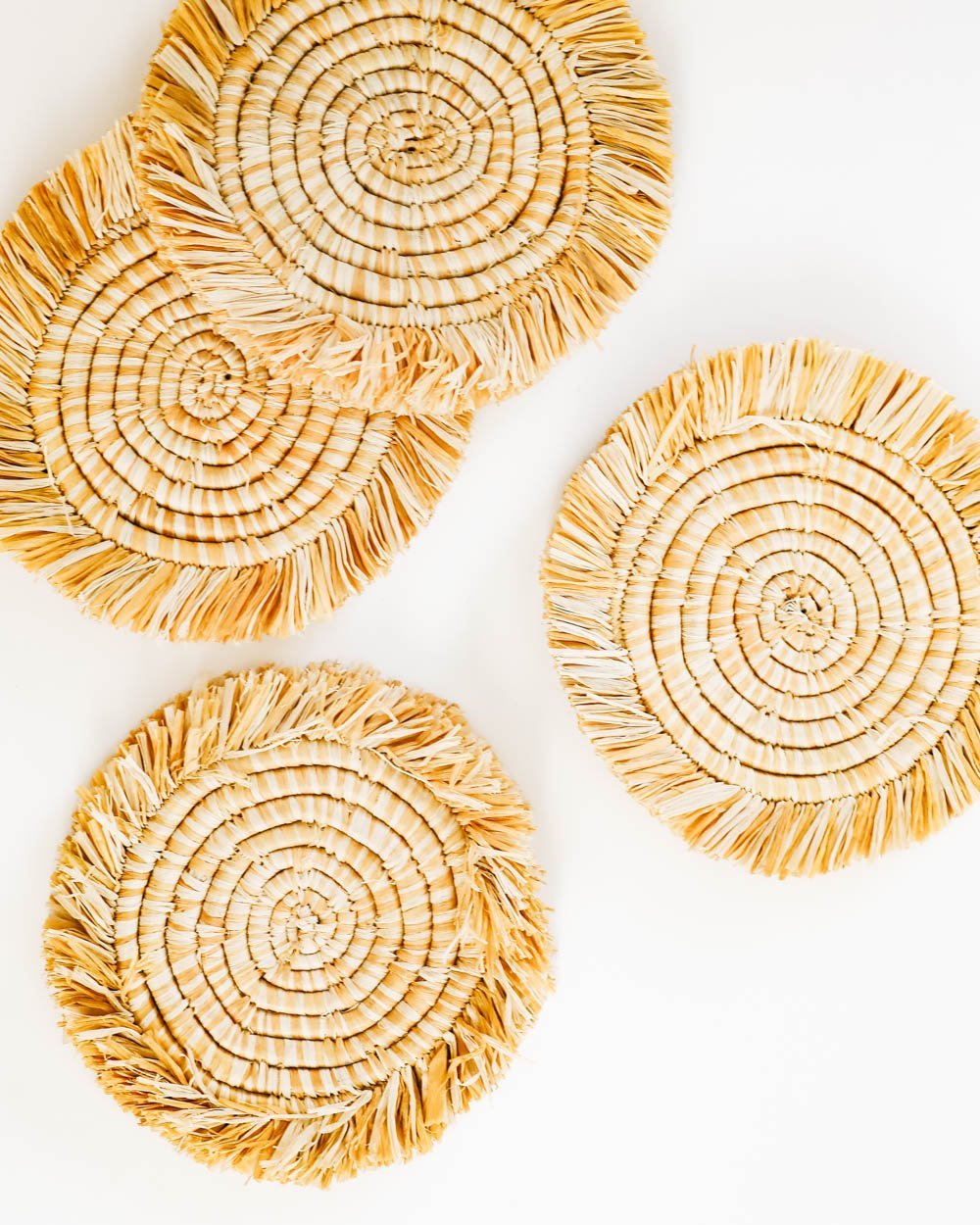 Edlyn Fringed Raffia Coasters – Lone Fox