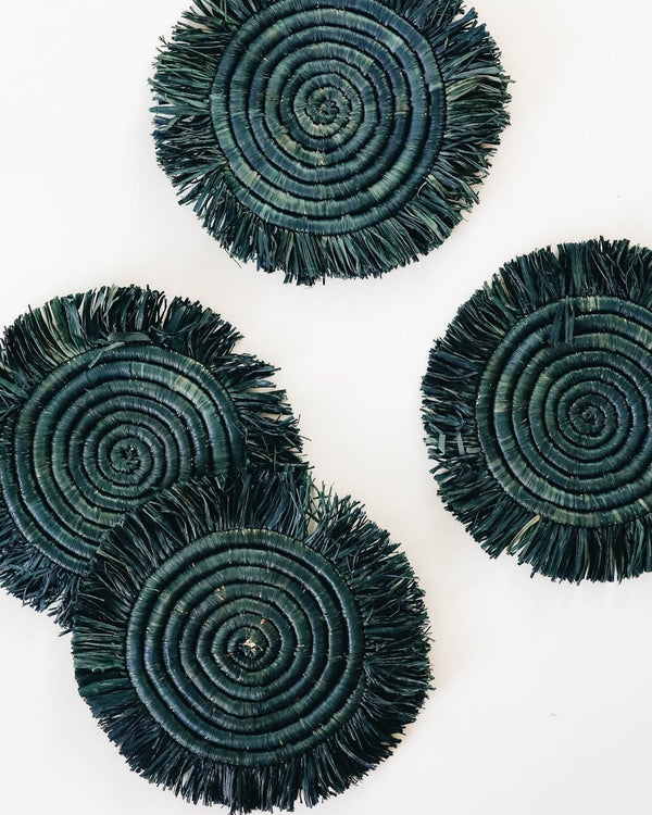 Edlyn Fringed Raffia Coasters - Lone Fox