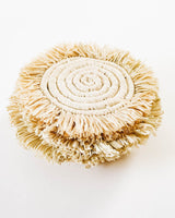 Edlyn Fringed Raffia Coasters - Natural - Lone Fox