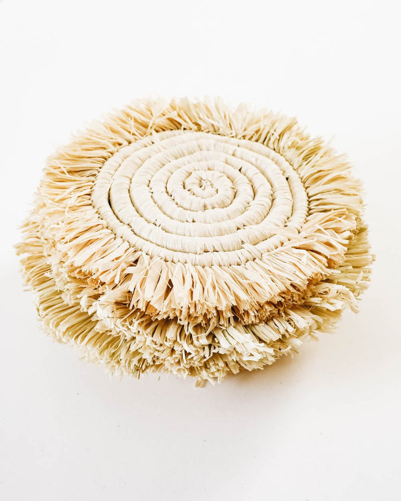 Edlyn Fringed Raffia Coasters - Natural - Lone Fox