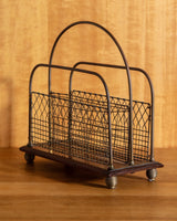 Edwardian English Oak & Brass Magazine Holder, Early 20th Century - Lone Fox