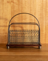 Edwardian English Oak & Brass Magazine Holder, Early 20th Century - Lone Fox